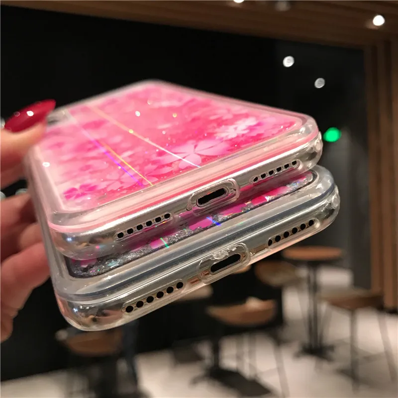 Динамичный жидкий блестящий чехол для iPhone 8 7 6 6S Plus свежий красочный цветочный