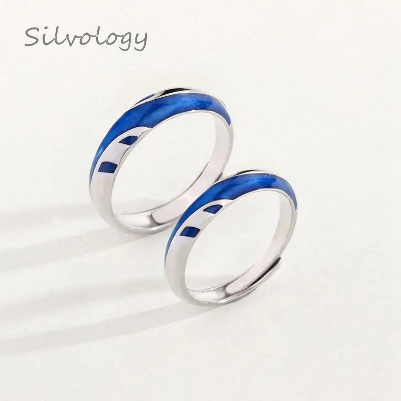 Женское и мужское кольцо из серебра 925 пробы с эмалью | Украшения аксессуары