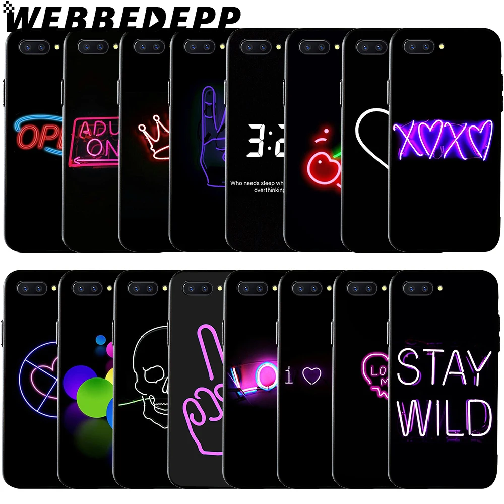 WEBBEDEPP черный фон флуоресцентный мягкий чехол для Huawei Honor 6 7A Pro 7C 8C 7X 8X 8 9 10 lite