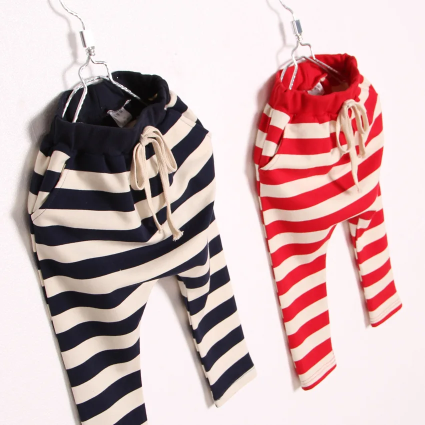 

2016 new spring/ summer/autumn 100% high quality cotton striped children harem pants 3-9 year girls pants