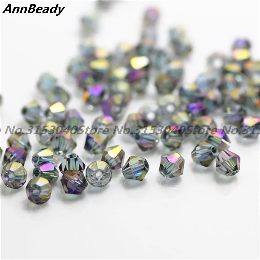 Clear Purple 100 шт Позолоченные 4 мм двухконусные хрустальные бусины стеклянные бусины россыпью разделительные бусины Сделай Сам ювелирные изделия Австрийские хрустальные бусины - Цвет: Clear Purple