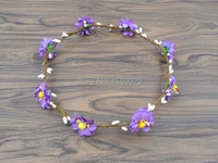 simple headband paper cherry blossom berry rattan hair accessories for women purple flower crown barn outdoor wedding decoration