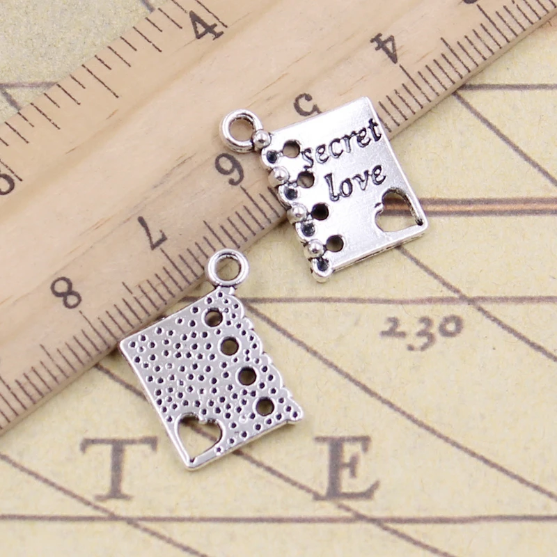

20pcs Charms Book Diary Secret Love 18x15mm Tibetan Bronze Silver Color Pendants Antique Jewelry Making DIY Handmade Craft