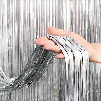 1*2 м фольга из розового золота shinyTinsel кисточки для занавески Свадьба Рождество