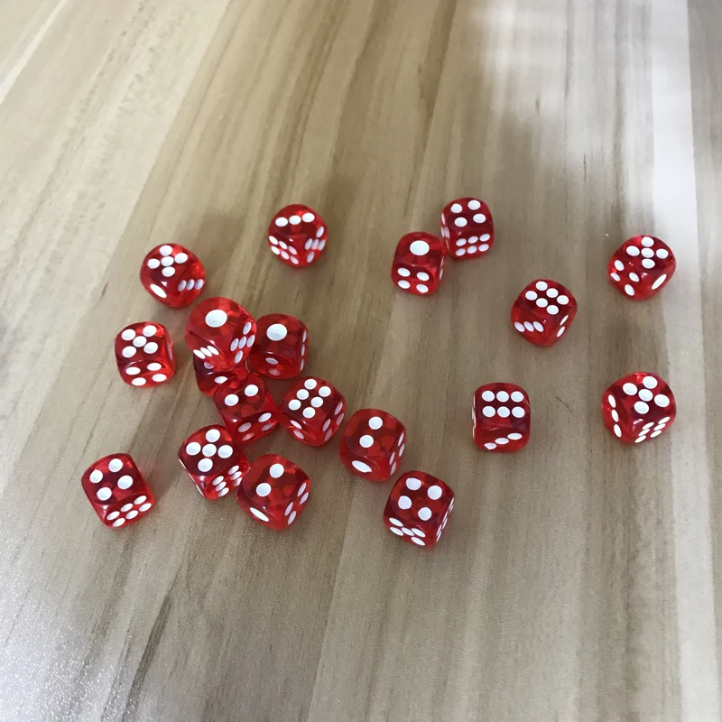 10 шт./лот качество 12 мм акриловый прозрачный красный Игральная кость белая точка