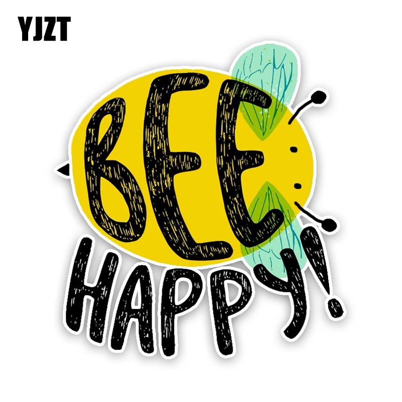 

YJZT 14CM15.1CM Interesting Lovely Cartoon Bees Colored PVC High Quality Car Sticker Graphic Decoration C1-5205