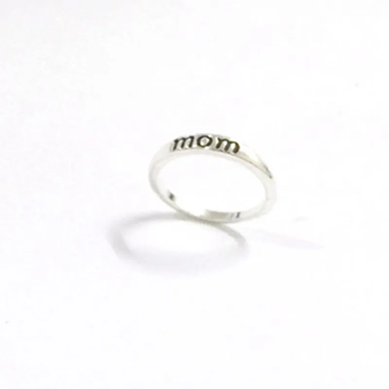 1 шт. минимализм резьба мама письмо кольцо для Для женщин Шикарный Серебряный