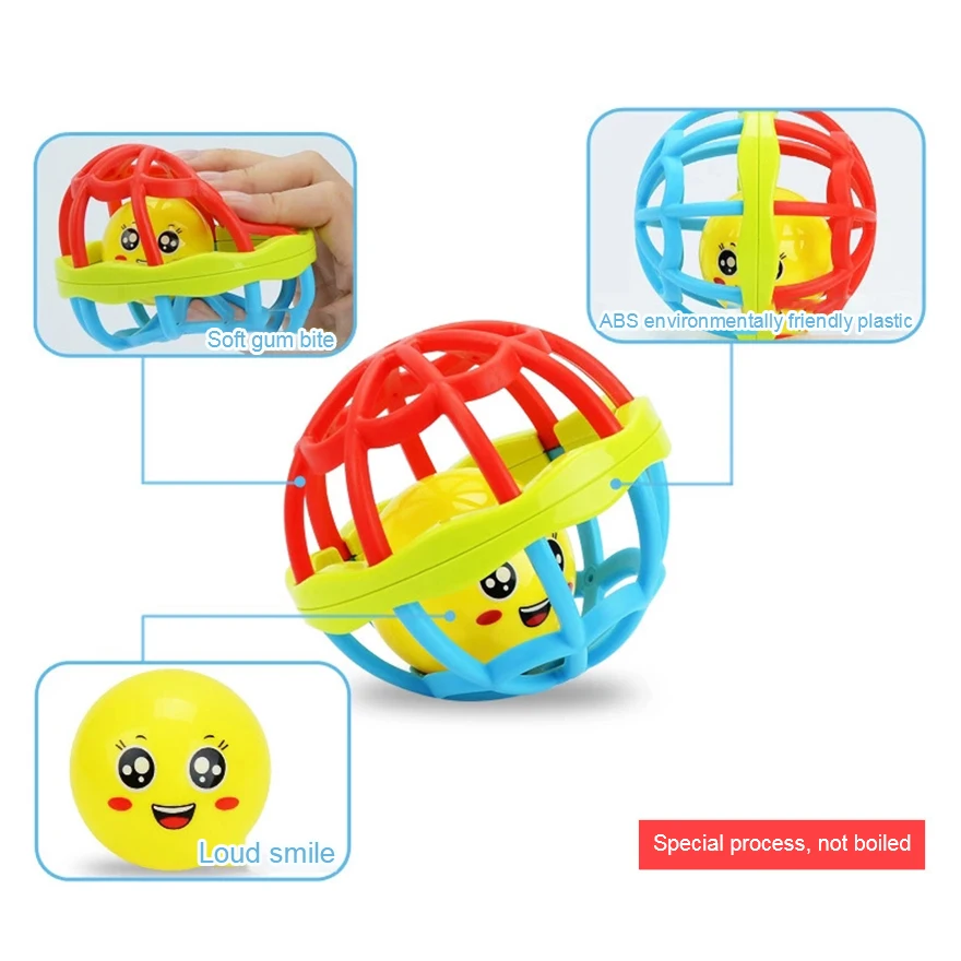 11cm Baby toys Kawai Funny Rattles Safe no ntoxic soft material puzzle baby hand grasp ball dumbbell rattle 0-24 month | Игрушки и хобби