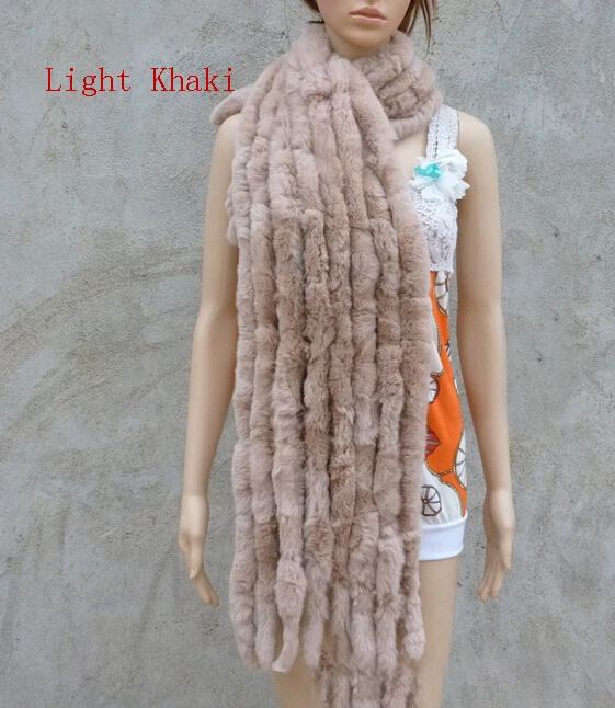 Натуральный вязаный шарф из кроличьего меха Рекс женская зимняя теплая шаль