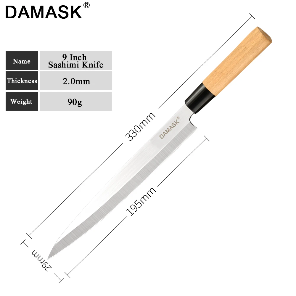 Дамасский нож для сашими 9 дюймов филейные ножи Нержавеющая сталь лосося Ультра