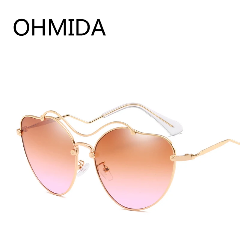 OHMIDA New Fashion Heart Sunglasses Women 2018 UV400 Bands Designer Sexy Sun Glasses For Mirrored Pink Shades Sunglass | Аксессуары для