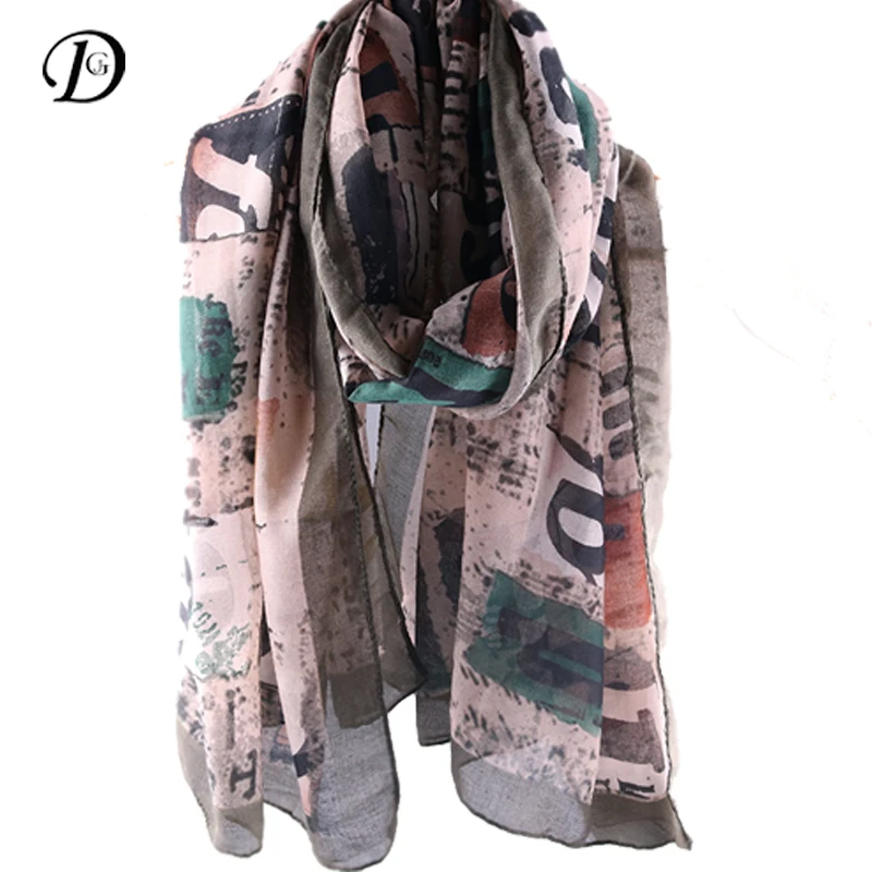 Новое поступление 2017 года Модный хлопковый шарф женщин цифровой рисунок с
