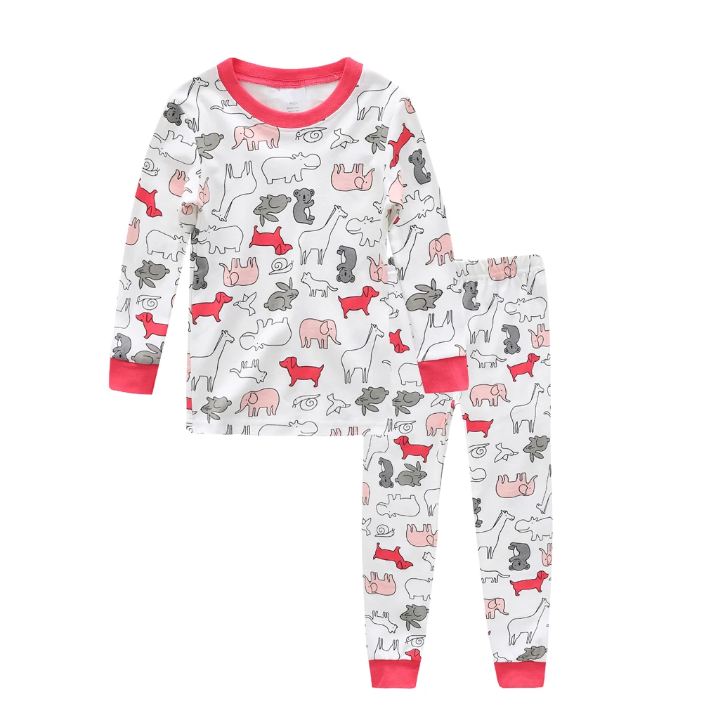

100% cotton Baby boys pajamas girls cartoon sleepwear animal kids pyjamas sets baby cotton nightwear long sleeves tops+pant sets