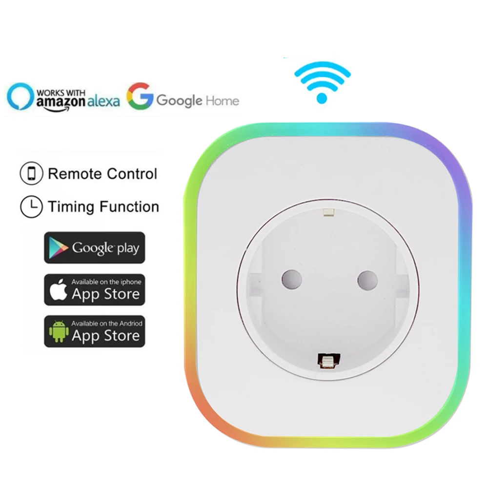 EU Plug 1 AC outlet +1 USB WIFI Smart Socket Remote Control Timing Switch Voice Work For Amazon Alexa/Google Home | Обустройство дома