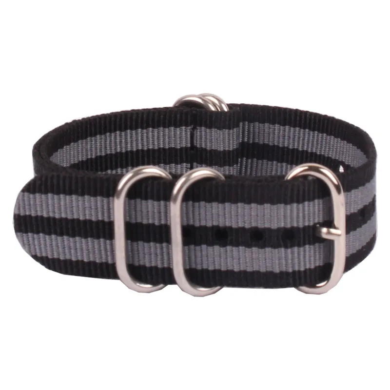 

Buy 2 Get 10% OFF) Cambo Stripe 24 mm Strong Black/grey Casual Military Army nato fabric Nylon Watch watchbands Strap Bands 24mm