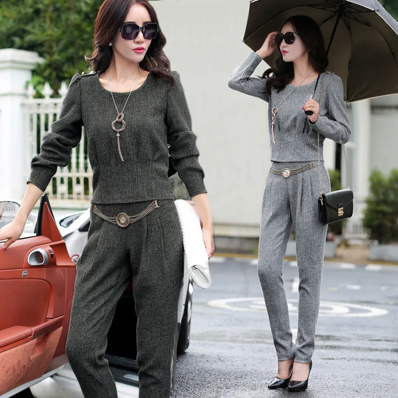 Новый осенний Женский Повседневный костюм из двух предметов в европейском и