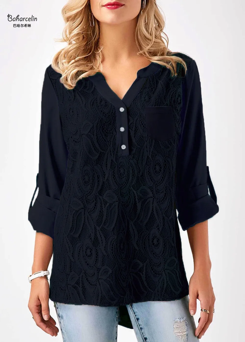 Baharcelin 4XL 5XL осенне-зимние повседневные свободные большие шифоновая блузка