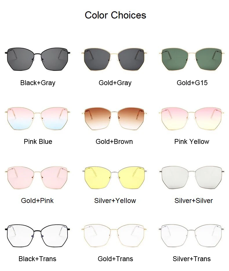 Women Cat Eye Sunglasses Cute Sexy Brand Designer Summer Retro Oversized Frame Black Yellow Cateye Sun Glasses Female