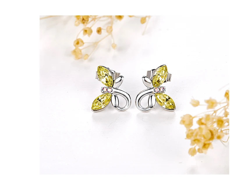 CDE женские золотые ювелирные серьги, украшенные кристаллами Swarovski, милые серьги-бабочки из розового золота 18 К, модное ювелирное изделие