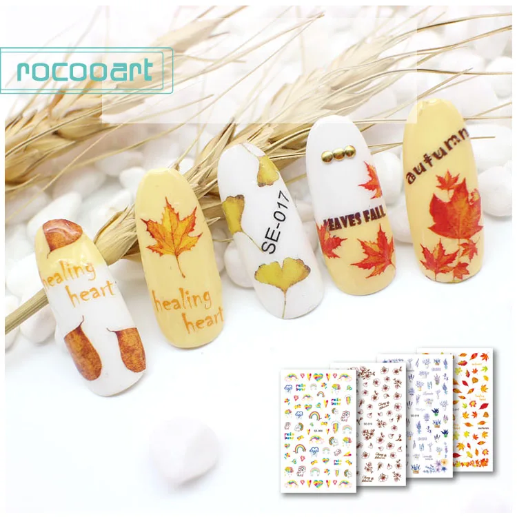 Новейшие китайские Новогодние украшения для ногтей Rocooart 2019 клейкие обертки