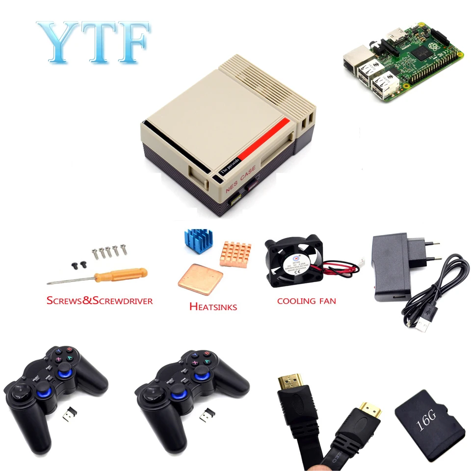 Корпус NESPI NES + карта 16 ГБ вентилятор геймпад 2 шт. адаптер питания ЕС радиатор