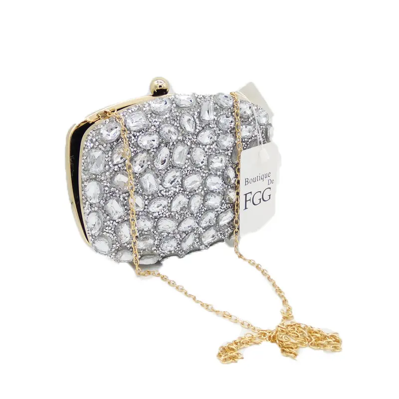 Фуксия розовый бриллиант кристалл Для женщин вечерняя коктейль вечеринка клатчи