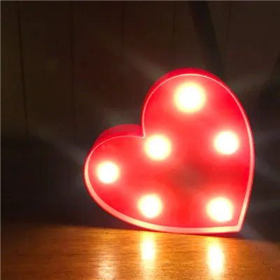 Heart DIY белый светодиодный ночник с буквенным принтом, креативный Английский алфавит, номер батареи, лампа для романтической свадебной вечеринки, Рождества, домашнего декора стен - Цвет: Heart
