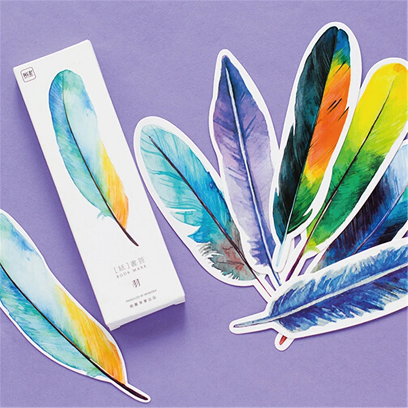 30 шт./лот цветная бумага с перьями Закладка канцелярские товары закладки