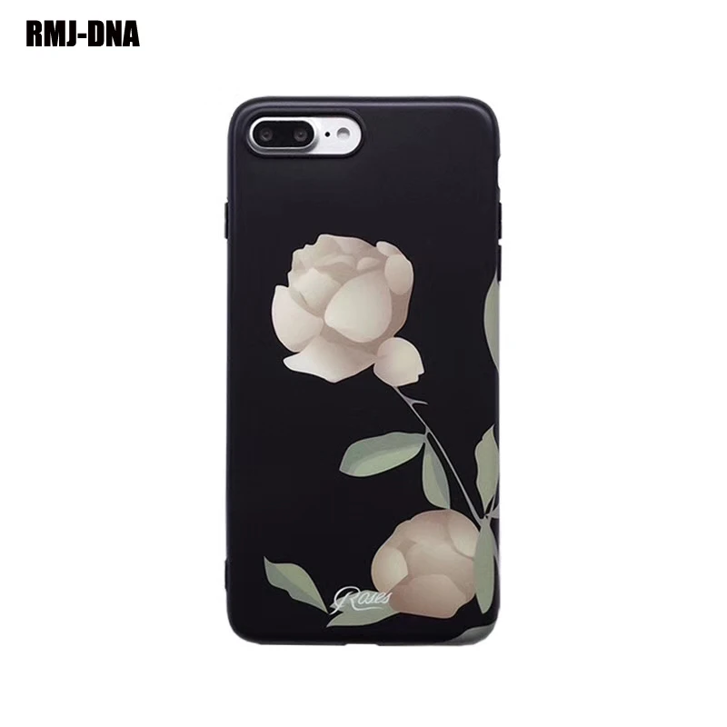 RMJ-DNA белая роза телефона чехол для iPhone X случаях матовая ТПУ Soft shell 7 плюс 8 6 6s сзади