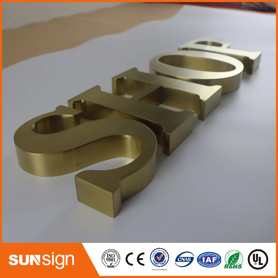 no lighting brushed stainless steel 3D letters