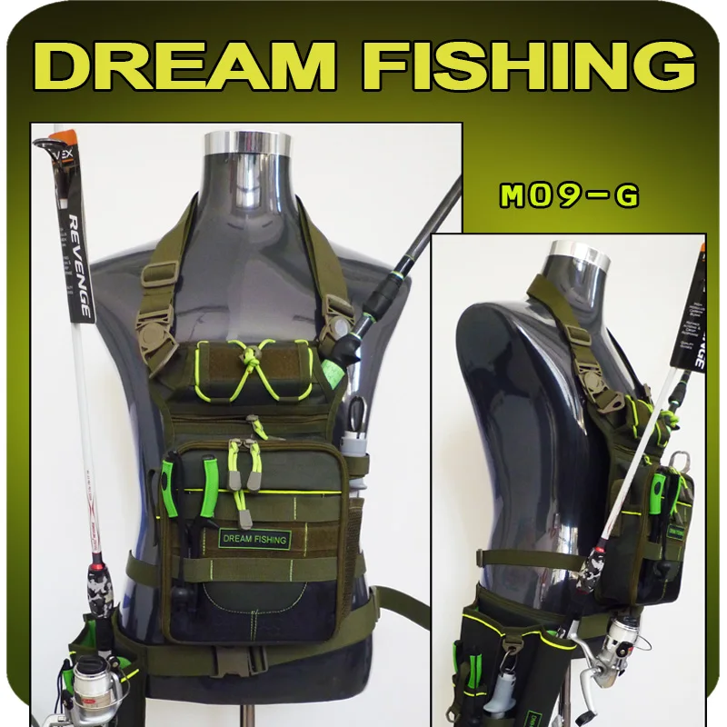 

Сумка на пояс для рыбалки Dream, 17x6x22 см, сумка для рыбалки + коробка для приманки, нейлоновая многофункциональная сумка 1200D для походов, кемпинг...