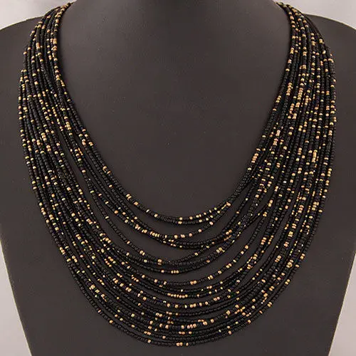 Multilayer Necklace Bohemia Ethnic Beads Choker Fashion Jewelry Women Casual Sweater Chain choker Accessories | Украшения и