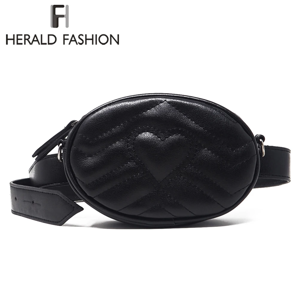 

Herald Fashion Women Waist Bag Quality Leather Female Belt Bags Lady's Small Pack Chest handbag Travel Money Bags Cashier Pouch