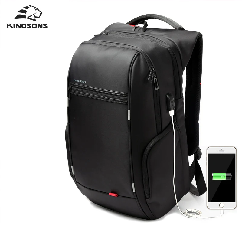 

Kingsons брендовый рюкзак для ноутбука, внешний USB зарядка, Компьютерные рюкзаки 13/15/17 дюйма, Противокражные водонепроницаемые сумки для мужчин ...