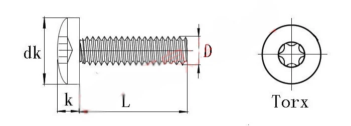 100 шт. круглые винты M2.5 Torx T & TX шестикулачковые болты из нержавеющей стали длина 4