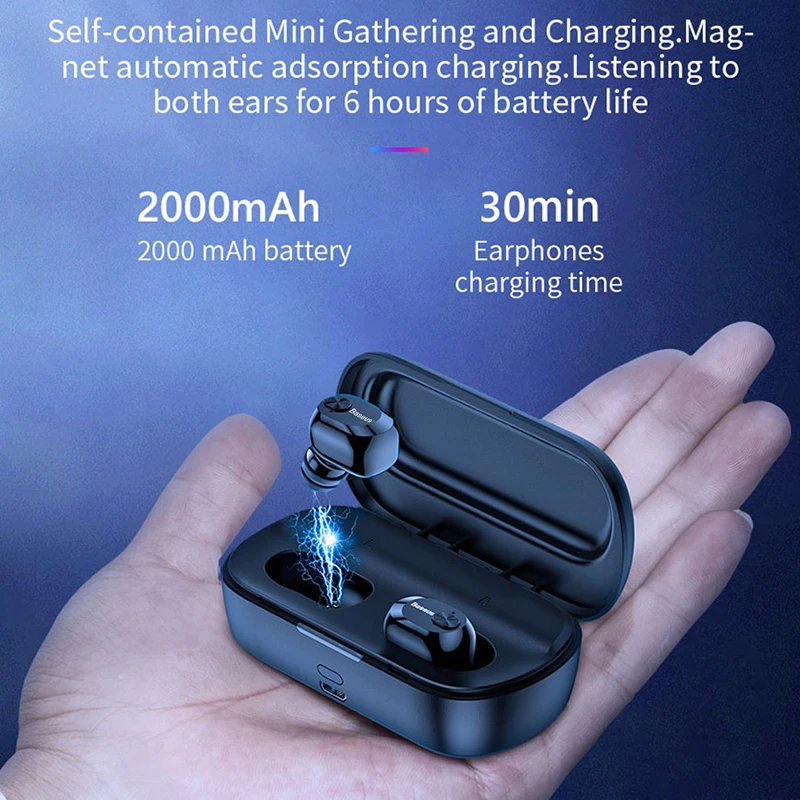Беспроводные наушники Baseus W01 TWS Bluetooth 5 0 стереонаушники с басами беспроводные