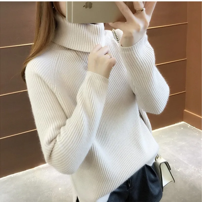 Winter Turtleneck Sweaters Women 2021 New elastic knitted sweater female Casual Warm Basic Pullovers Autumn oversized Jumpers | Женская