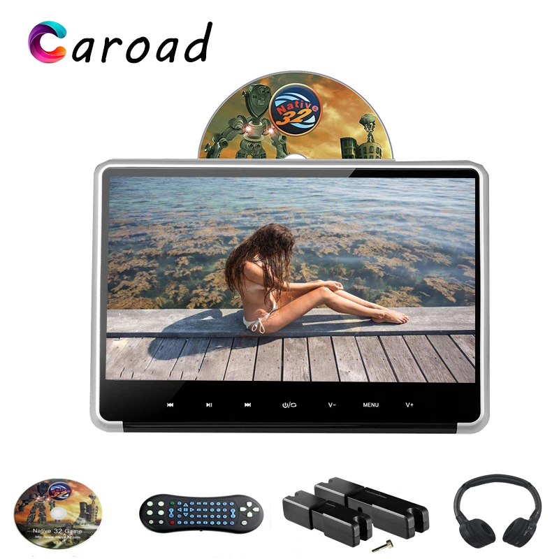 Caroad 11.6 Inch Silver Car Headrest Monitor HD 1080P Video Digital IPS Touch Button DVD Player with HDMI/FM/IR/USB/SD/Game | Автомобили и