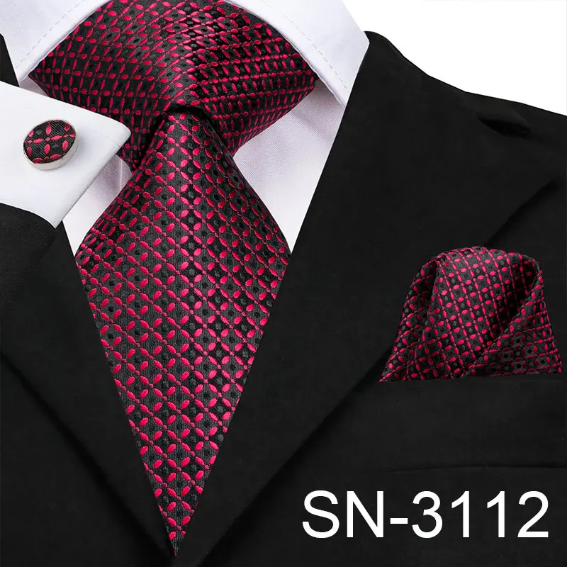 SN-3112 Hi-Tie мужской галстук шелковый галстук 8,5 см Широкий модный клетчатый галстук для мужчин бизнес Свадебный светильник синий галстук носовой платок запонки набор - Цвет: SN-3112