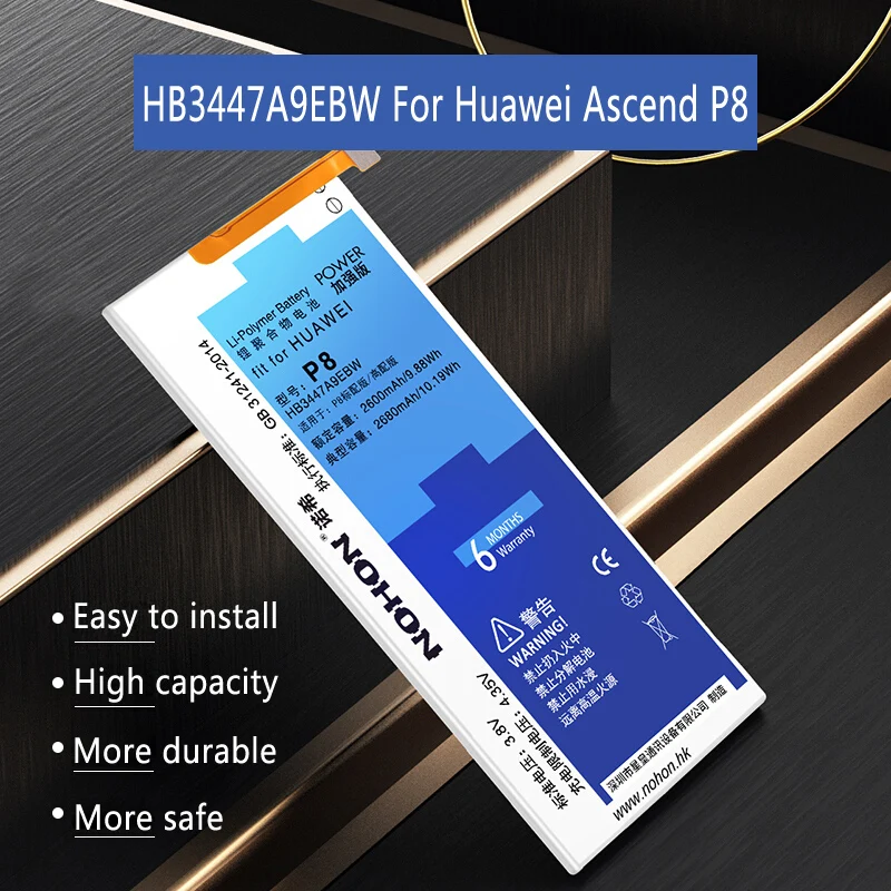 Оригинальный NOHON Аккумулятор для Huawei P8 HB3447A9EBW замена мобильный телефон Bateria 2600mAh