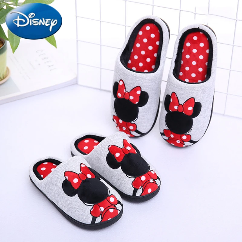 Disney/зимние милые розовые домашние хлопковые тапочки с Микки Маусом для мальчиков