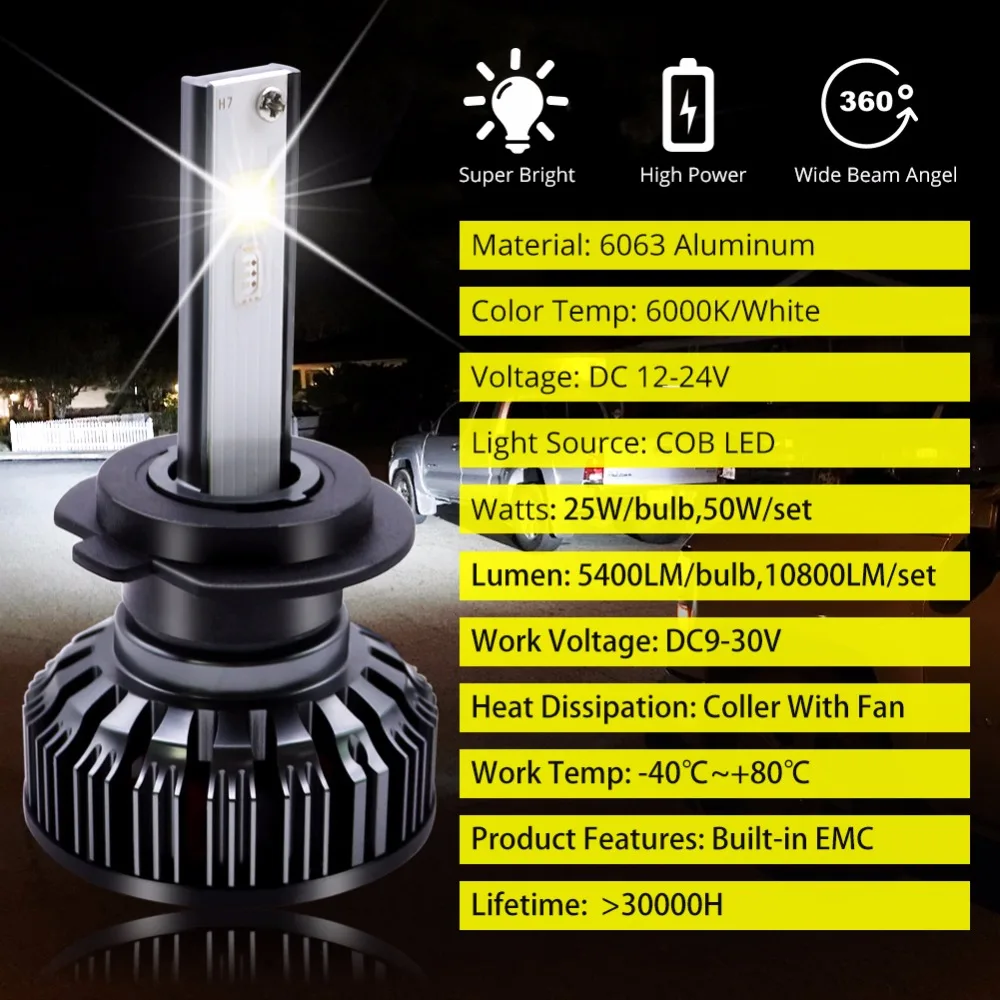 H7 светодиодный фары для автомобиля RGB COB налобный фонарь H1 H3 H4 H11 H13 880 9005 9006 9012 Bluetooth