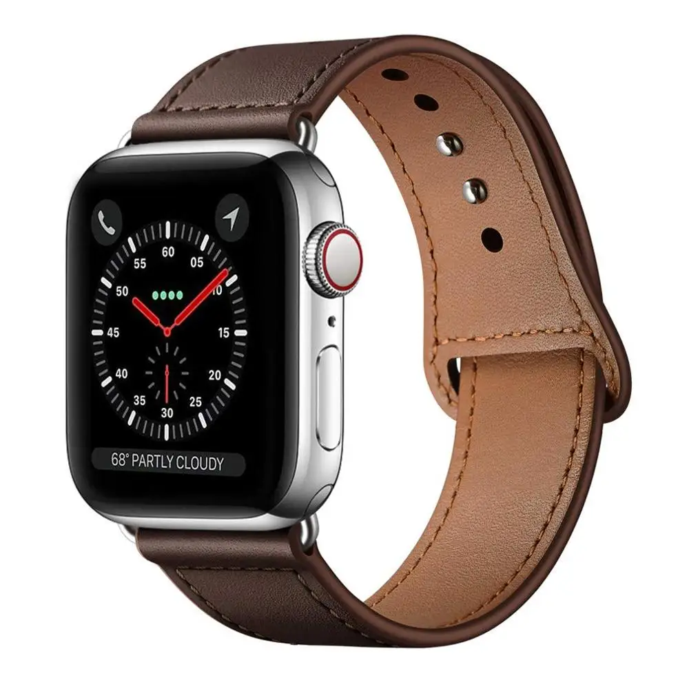 Chocolate Brown Кожаный ремешок для наручных часов Apple Watch 38 мм 40 мм 42-44 мм, Apple Watch сменный Ремешок Браслет для наручных часов iWatch, браслет Series 5/4/3/2/1 - Цвет ремешка: Chocolate Brown