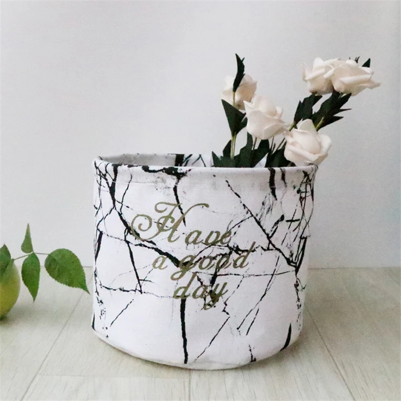 White marble MICCK складные 11 цветов корзины для хранения милые Мультяшные печатные настольные льняные корзины для хранения Экономия пространства макияж Органайзер сумки - Цвет: White marble