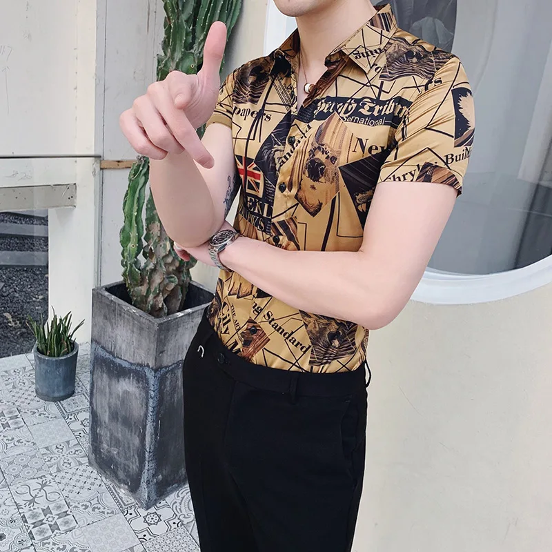 Британский Стиль Мода 2019 Летняя мужская рубашка новый бренд Slim Fit Мужские