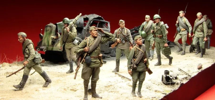 Масштаб 1/35 фигурка из смолы советская команда Второй мировой войны | Игрушки и