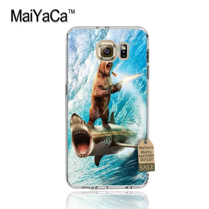 Мягкий прозрачный чехол MaiYaCa panda space shark moon из ТПУ для samsung galaxy s7 edge s6 plus s5 s4 s8 |