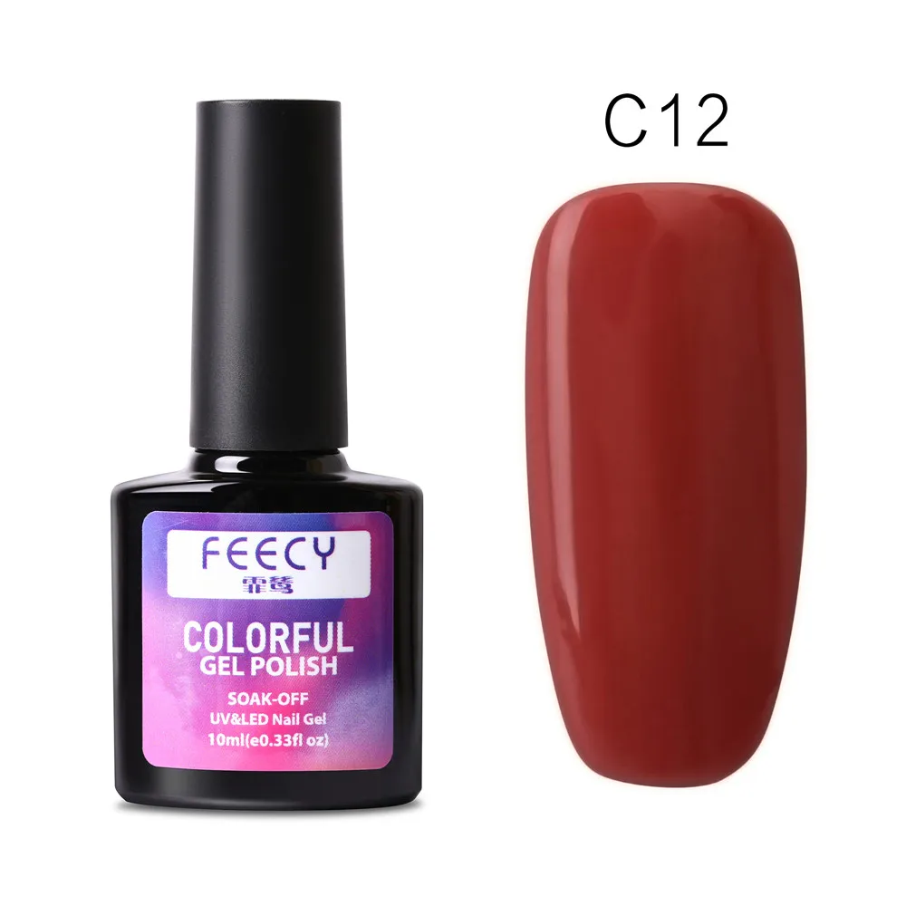 Feecy C12 Художественный Гель-лак для ногтей 10 мл гель УФ светодиодный Гель-лак замачиваемый лак для ногтей основа верхнее покрытие гель-краска DIY Дизайн ногтей маникюр Гель-лак - Цвет: Feecy C12