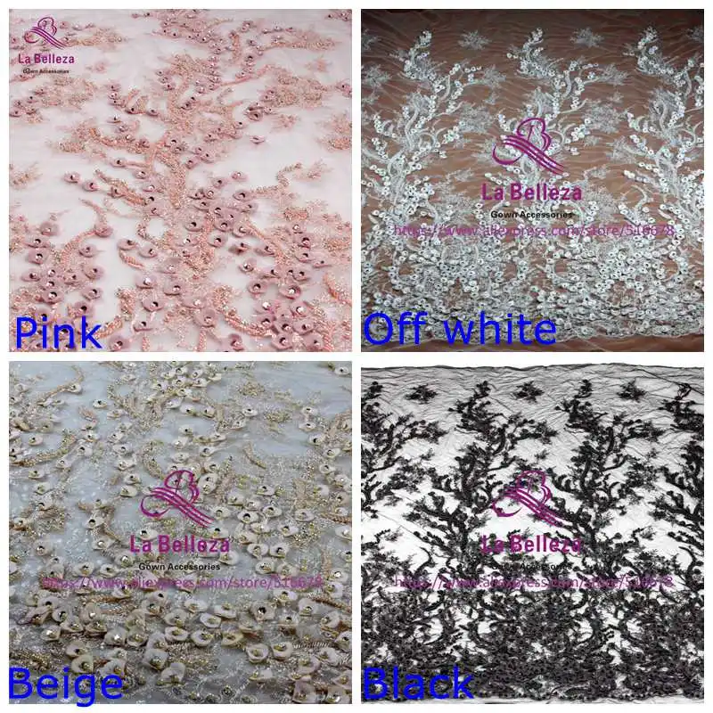 Hot popular 3colors 3D flowers heavy beaded embroidery lace fabric for wedding dress stage clothing evening by yard | Дом и сад