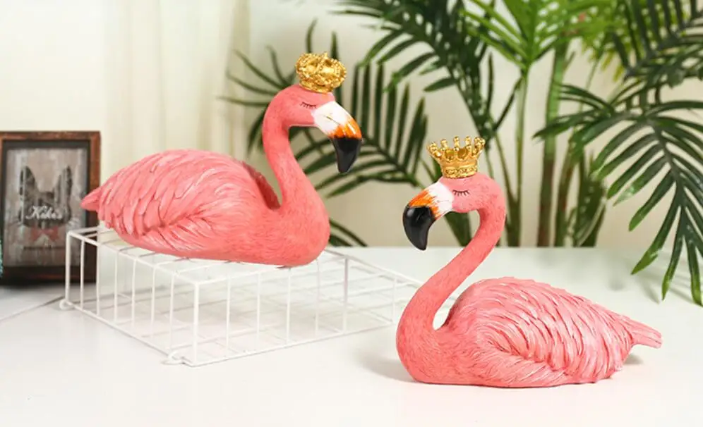 Home crown lovers flamingo wings to receive the of two resin crafts cake baked DIY deco animal Love doll wholesale | Дом и сад